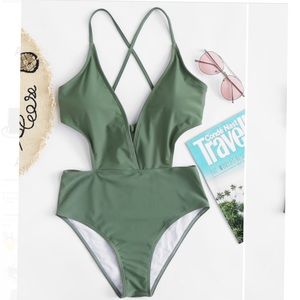 Self tied back high leg monokini